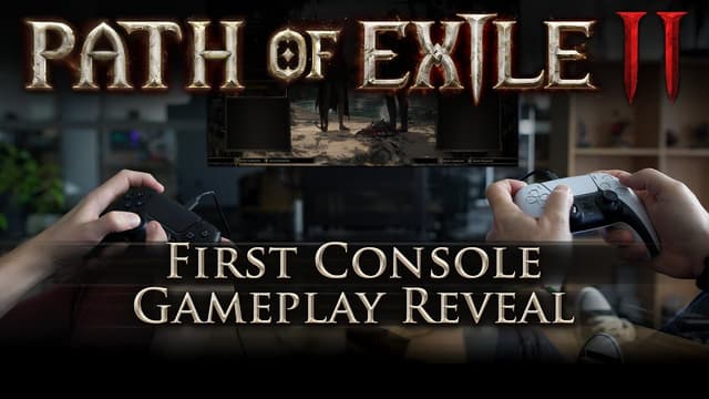 Two controllers shown in the official Path of Exile 2 couch co-op announcement